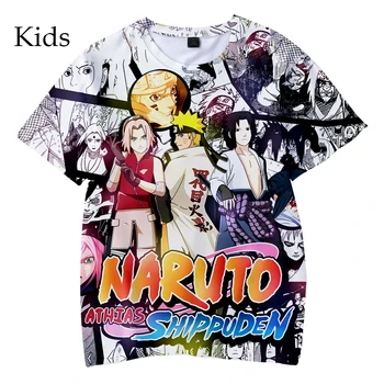 Vasaros marškinėliai Naujas 3D Naruto Vaikų marškinėliai berniukams, mergaitėms trumpomis Rankovėmis Tees Mados Hip-Hop vaikų laisvalaikio Naruto 3D marškinėliai