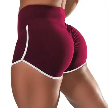 Vasaros moterų joga sporto šortai aukštos juosmens didelis dydis seksuali vientisa spalva aukšto juosmens sporto veikia stora užpakalis šortai
