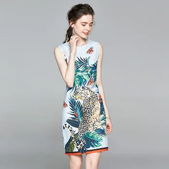 Vasaros nauja suknelė patogi liemenė Europos ir Amerikos mados spausdinimo žodį sijonas šiek tiek sijonas