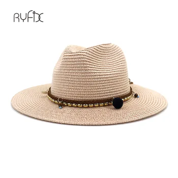 Vasaros paplūdimio pertraukos saulės korpuso granulių, šiaudų skrybėlę Britų stiliaus šiaudines skrybėles su stirp Kepurės HA226