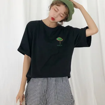 Vasaros Plius Ilgai Marškinėlius Trumpomis Rankovėmis Negabaritinių Atsitiktinis Palaidų Korėjos Stiliaus Marškinėliai