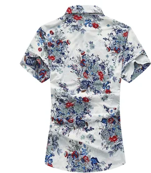 Vasaros Shirt Mens Gėlių Spausdinti Vyrų Atsitiktiniai trumpomis Rankovėmis Marškinėliai Aukštos Kokybės Elastingumą Marškinėliai Prekės ženklo Drabužių Dydį, 6XL 7XL