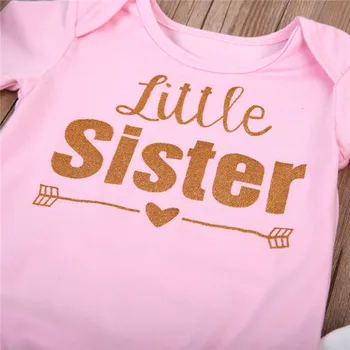 Vasarą Kūdikis Mergaitėms trumpomis Rankovėmis Medvilnės Little Big Sister T-shirt Bodysuit +Ilgas Kelnes, Komplektai, T - Shirt Šeimos Atitikimo Komplektus