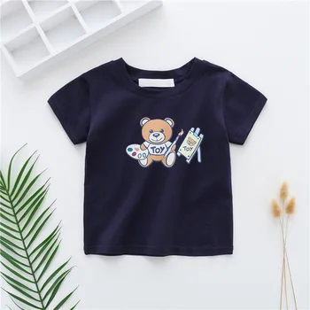 Vasarą vaikams drabužių berniukas mergaičių Animacinių O-Kaklo trumparankoviai medvilnės marškinėliai