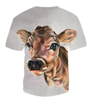 Vasarą vyrai 3D Spausdinimo Meno Karvė Juokinga trumparankoviai marškinėliai