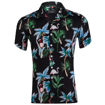 Vasarą Vyrai trumpomis Rankovėmis Beach Havajų Marškinėliai Atsitiktinis Gėlių Gėlių Marškiniai Plius Dydis 2XL 2019 Naujos Vyriškos Aprangos Mados EU Dydis