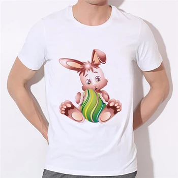 Velykų Triušis su kiaušiniais, vyriški marškinėliai trumpomis Rankovėmis Mados marškinėliai Mados karalius Logotipą, T-shirt