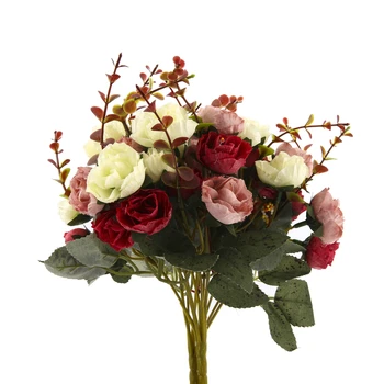 Vestuvių Dekoravimas Dirbtinės Gėlės 2vnt 42 Galva Rose Pink Silk Bijūnų Žiedai Vestuves Puokštė Pigūs Netikrą Gėlės