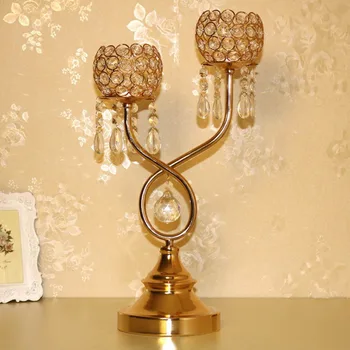 Vestuvių dekoravimas kristalų puošmena aukso šviestuvai metalo žvakių laikiklis stovėti votive žvakės laikiklis santuoka vestuvių dekoras