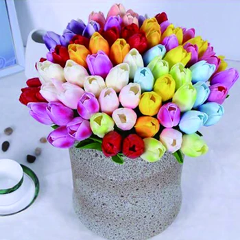 Vestuvių dekoravimas mini tulip gėlių nekilnojamojo touch vestuvių gėlių puokštė dirbtinio šilko gėlių namuose šalis dekoro 18pcs