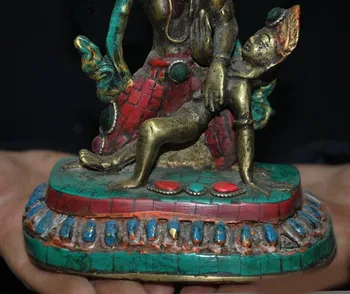 Vestuvių dekoravimas Tibeto Budizmo bronzos apdaila turkis Raudonas Koralų perlas Buda Hevajra YabYum Statula