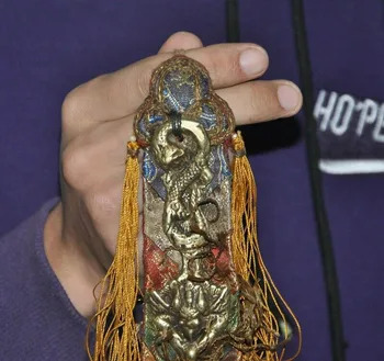 Vestuvių dekoravimas Tibeto Budizmo Bronzos Šilko Sparnuotas Garuda Paukščių Dievo Drakono Užkeikimas Amuletas pakabukas