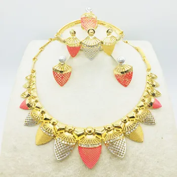 Vestuvių Dovana Nigerija vestuvių Afrikos perlų papuošalų rinkinys, prekės ženklo moterys mados Dubajaus aukso papuošalų rinkinys didmeninė dizainas