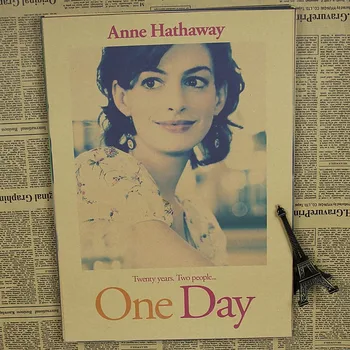 Vieną dieną, vieną dieną Anne Hathaway klasikinio filmo plakatas, tapyba RETRO meno kraftpopieris