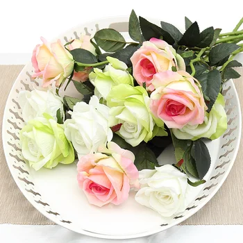 Vieną elegantiškas vieno stiebo padidėjo dirbtinių gėlių viskozė vestuvių namų reikmenys Valentino Dienos dovanų gėlių