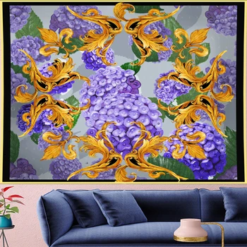 Violetinė Hydrangea Dekonstrukcijos Gobelenas Derliaus macrame tapybos bohemijos retro Sienos Kabo mandalos namų dekoro GN.PAPAJA