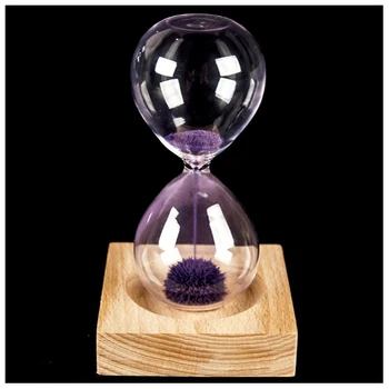 Violetinė medis + stiklas + geležies milteliai, smėlis geležies žydėjimo netic smėlio laikrodis, kurių pakuotė smėlio laikrodis 13.5 * 5.5 cm, medinė sėdynė 8 * 8
