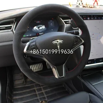Viršuje Oda Automobilio Vairo Dygsnio apie Wrap Padengti Tesla Model S Modelis X-2020 m.