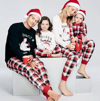 Visiškai Naujas Šeimos Atitikimo Rinkinys Kalėdų Pižama Nustatyti Sleepwear Vyrai Moterys, Vaikai, Kūdikis Sleepwear naktiniai drabužiai