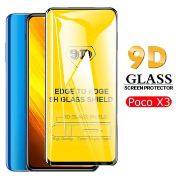 Visiškai Padengti xiaomi pocophone x3 NFC stiklo screen protector Xaomi Xiomi pocophon x3 pock x 3 poco x3 NFC Apsauginės stiklo plėvelės