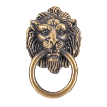 Vntage liūto galva baldų Rankenėlės 42* 68m liūto galva rankenėlę su žiedu Spinta Stalčių Durų Traukti Šviesą Apdaila