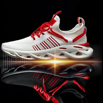 Vyriški bėgimo bateliai mados plius dydis sportiniai bateliai baltos spalvos, apelsinų lauko bėgiojimas sneaker kvėpuojantis twist dizaino batų