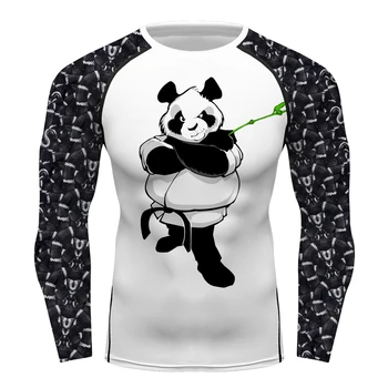 Vyriški Panda Spausdinimo Long Sleeve T-shirt sausi, Tinkami Bėrimas Apsaugas Fitneso Sporto Viršų