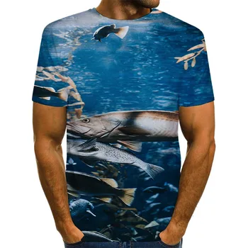 Vyriški Žuvų T Shirts Vasaros 3D Spausdinimo Marškinėliai Viršuje Grafinis Tees