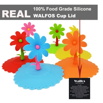 WALFOS Saulėgrąžų puodelis padengti Daugkartinio naudojimo Silikoninės Taurės Padengti Taurės antspaudu Apima silikono taurės dangtis