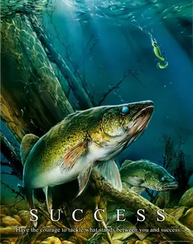 Walleye, Žvejybos Motyvacijos Menas spausdinti Šilko plakatas Namų Sienų Dekoras
