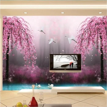 Wellyu Užsakymą tapetai, 3d foto freskos обои fantazijos stebuklų, peach blossom krano 3D TV foną, sienų tapyba 3d tapetai