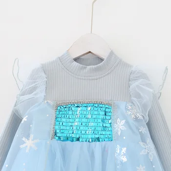 WLG Merginos Mielas Suknelės Vaikams Kratinys Mėlyna Rožinė Akių Printed Dress Baby Girl Graži Princesė Suknelė Vaikų Drabužiai