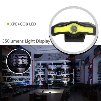 XPE COB LED Žibintai 90 Laipsnių kampu Pasukti Bžūp Šviesos Clip-On Skrybėlę su baterijomis Naktinis Apšvietimas, Kempingas Dviračių sportas, Žvejyba