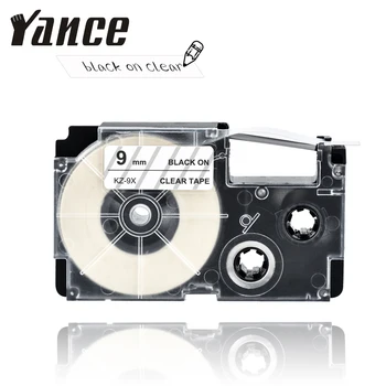 Yance 9mm XR-9X XR9X XR 9X Black Clear label maker juosta Suderinama Casio EZ juostelės etikečių Spausdintuvas KL-60-L KL-120L KL-60SR