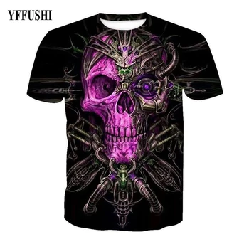 YFFUSHI Unikalus Kaukolė Vyrų marškinėliai Mados 3D Grafikos Spausdinimo Vasaros Hip-Hop Tee Kietas Vyrų Streatwear T-shirt Plius Dydis S-5XL