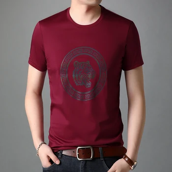 YISU Viršūnes Trišakiai Trumpi Rankovėmis marškinėliai Vyras 2020 metų vasaros Mados Tigro galva modelio Atspausdintas T-shirt apvalus kaklas marškinėliai Vyrams