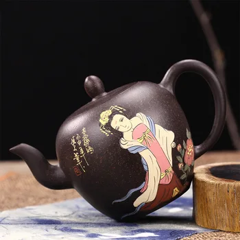 Yixing Zisha arbatinukas didmeninė žinomas autentiškas rankų darbo raw rūdos juoda Zhu purvo grožio peties arbatos rinkinys