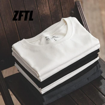 ZFTL Naujas Vyrų T-shirt Trumpas rankovės vientisos spalvos vyriški vasaros baltos spalvos marškinėliai medvilnė, Retro Tees