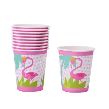 ZLJQ Flamingo Šalies Reikmenys Vienkartiniai Indai Reklama Plokštės Taurės Servetėlės Kūgio formos Kepurės Šiaudelius Vaikams Gimtadienio Apdaila