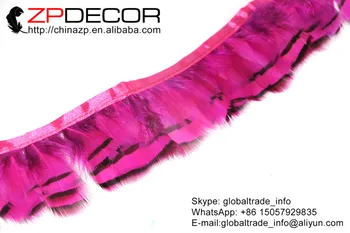 ZPDECOR 10yards/daug 5cm(2inch) Hot Pink Dažytos Chukar Kurapka Vištų Plunksnų Apdaila, 