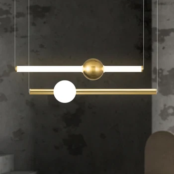 Šiaurės Horizontali Vertikali Linija, LED Sieniniai šviestuvai Minimalistinio Metalo šviesos Stiklo kamuolys Kambarį Viešbutyje Salėje Kabo Šviesa