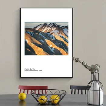 Šiaurės šalių šiuolaikinės mažų šviežių kalnų kraštovaizdžio geometrinių spalvų bloko abstrakčios fotografijos meno derinys apdailos dažymo pict