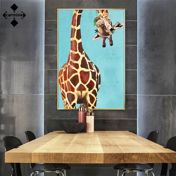 Šiaurės Žirafa, Žavinga Drobė Nuotraukas Mielas Gyvūnų Sienos Meno Tapybos, Interjero Morden Plakatai ir Spausdinimo, Miegamojo Dekoras