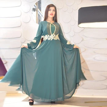 Šifono Maroko Caftan Appliques Varčias vakarinę Suknelę Su Siuvinėjimo Maxi Suknelės Moterims Vakare Šalies Chalatai formelle rūbeliai