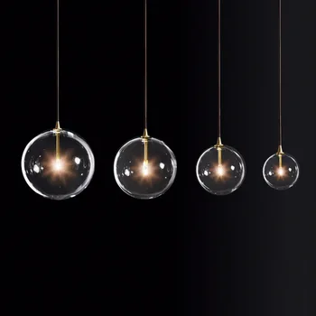 Šiuolaikinės Burbulas, Skaidraus Stiklo Rutulį Pakabukas Šviesos Derliaus Loft Virtuvės Sala Kambarį Naktiniai Paprasta Retro Pakabos Lempos