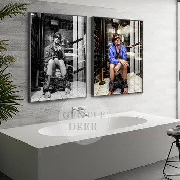 Šiuolaikinės charakterio vyrai meno seksualus drobės dekoratyvinis dažymas sienos kabo vonios kambarys, atviras, juoda ir balta spalvos tapybos frameless