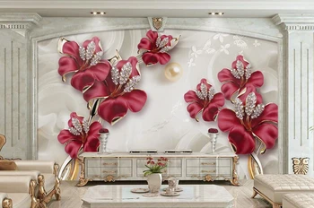 Šiuolaikinės juvelyrikos gėlių 3d tapetai, freskos papel de parede už kambarį, TV, sofa sienos virtuvės, miegamojo sienos dokumentų namų dekoro
