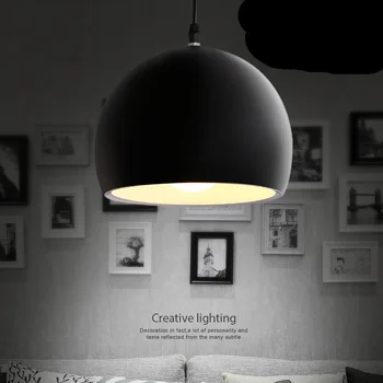 Šiuolaikinės mados paprasta E27 LED lempa half-round aliuminio liustra baras miegamasis restoranas hanglamp pakabos šviestuvas 89