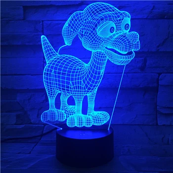 Šuniukas Šuo 3D LED Nakties Šviesos Lempos Draugas Kūdikių Dovanų naktinė lempa USB ar Baterija Office Dekoratyvinės Lempos 7/16 spalvų 3D-510