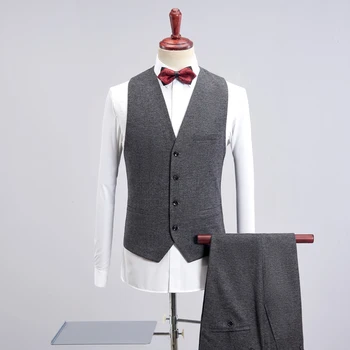 (Švarkas+Liemenė+Kelnės) 2018 Britų stiliaus Vyrų mados priežastinis kostiumai, vyriški Slim Fit mygtuką Vieną vestuvių Kostiumas vyrams klasikiniai kostiumai.